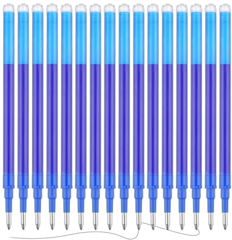 16 Stück Radierbare Ersatzminen, Nachfüllminen mit Radierbarer Tinte, Tintenrollermine 0,7 mm für Gelstift Radierbar, Studenten Geschenk, Schul Bürobedarf (Blau)