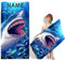 KIDSLOVE Personalisiert Hai Strandtuch Mit Namen, Cartoon Shark Handtuch mit Namen Badetuch für Jungen, Mikrofaser Strandtuch Groß 90x180cm Badetuch Handtuch für Strand (60 x 120 cm,1)