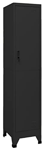 Keyroto Schließfachschrank Spind Schrank Schließfächer Spind Metall Wertfachschrank Metallspind Stahl Schwarz 38x45x180 cm