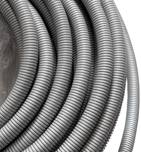 MOCNT Conduit Cable Auto Non Split Loom Tubing Wire Polyethylene Corrugated Flexible Conduit Tube Cable Management Protection Pipe Cable Tidy Organiser Trunking Grey 15mm 10meter