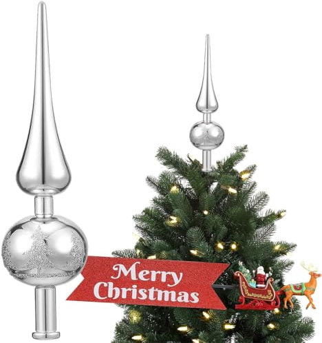 Christbaumspitze Silber, Weihnachtsbaumspitze, Weihnachtsbaum Spitze Silber, Tannenbaum Spitze Silber für Weihnachten, Vintage Baumspitze, Silber