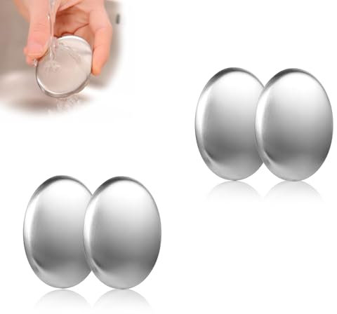 AMONENZ Jabón Antiolor de Acero Inoxidable, 4 Piezas Pastilla Quita Olores, Jabón de Acero Inoxidable Inoxidable, para Eliminar Olores en Manos, Piel y Utensilios de Cocina