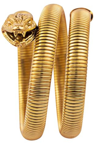 JewelryWe Schlangen Armband Gold Schlangenarmband: Edelstahl Vergoldet Chunky Schlange Wickelarmband Wirbel Manschette Armreif Dicke Elastische Schlangenkette Armspange für Damen Herren