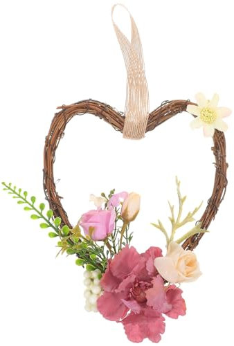 Cabilock Rattan Herz Wreath Dekorativer Hängekranz Für Valentinstag Hochzeit Und Heimdekoration Und Türdekoration Für Innen Und Außen Leicht Anwendbar Und Ansprechend