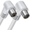 TECHZOCO Cable Antena TV Macho Hembra, Coaxial 90º Acodado, Para Televisión, Decodificador, 70dB, HDTV, DVB-T2/C/S, TV y Radio, 75 Ohm, Blanco, 2.5 Metros