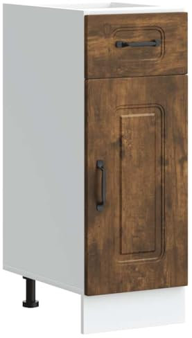 vidaXL Armoire de Cuisine Kalmar chêne fumé Bois d'ingénierie, Meuble Bas d'évier, Meuble Bas de Cuisine avec tiroir, Meuble Bas de Cuisine avec Porte