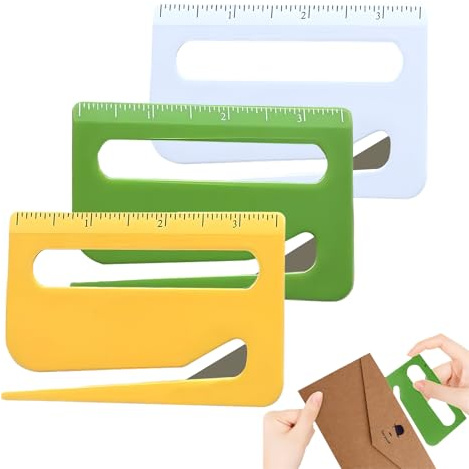 YALiya 3 Pieces Letter Openers, Wrapping Paper Cutter, Box Cutter, Paper Cutting Tool, for Use in Homes, Offices and Schools(White/Green/Yellow)