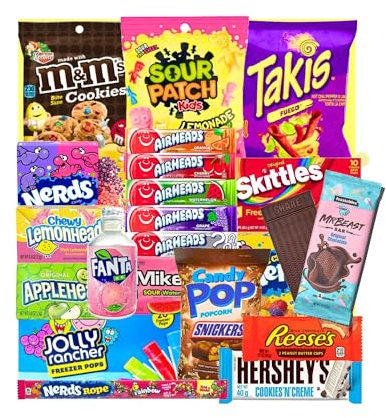 Mega Amerikanische Süßigkeiten Snackbox | 25 Teile Ideal als Geschenk | USA Import | Box voller Trendprodukte | Geschenk für Geburtstage & jeden Anlass | Geschenkbox