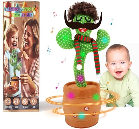 Ucikik Cactus parlant dansant pour bébé, cactus chantant avec 120 chansons + danse + enregistrement + LED, imitant l'enregistrement cactus jouets cadeau pour bébés de 0 à 6 à 12 mois (style 8)