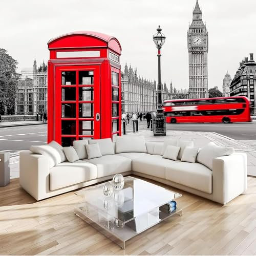 Fototapete London Tapete 250 x 175 cm (WxH) Fototapeten Schlafzimmer Wohnzimmer Moderne 3D Effekt Wandtapete London Vliestapete Wand Dekoration Poster Foto Tapeten q2822