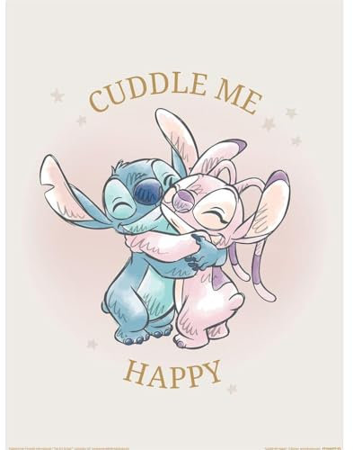 Lilo & Stitch Aufdruck Cuddle Me, Grau/Blau/Rosa, 40cm x 30cm