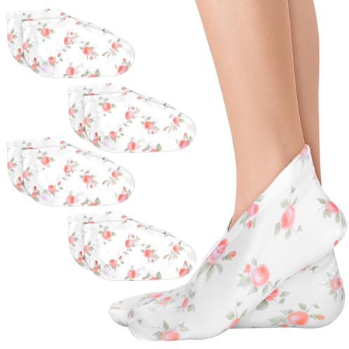 GEEHUA 4 Paar Feuchtigkeitssocken, Spa Gelsocken aus Baumwolle, Moisturizing Nachtsocken Schlafsocken, Feuchtigkeitsspendende Socken für Trockene, Rissige Füße, heilende Pflege