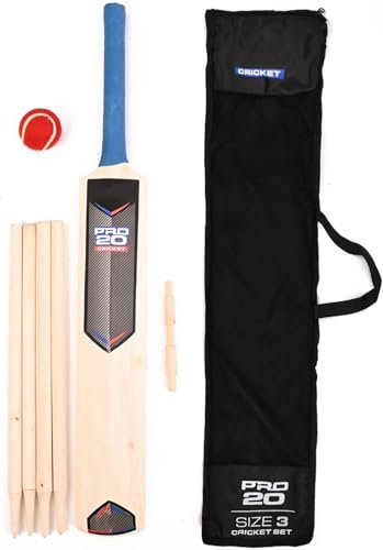 MantraRaj Size 3 Cricket Set With Mesh Carry Bag Outdoor Garden Games Fun for All the Family Suitable For Both Kids Adults To Use Camping and Holiday
