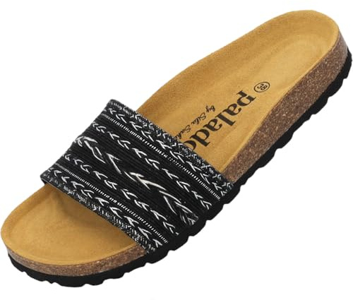 Palado Pantoletten Damen Solista by Sila Sahin - modische Sandalen Made in Spain - bequeme Hausschuhe mit Kork-Fußbett - elegante Sommerschuhe