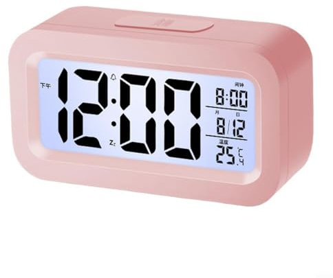 Digitaler Wecker, Mini-elektronisches LED-Display, Uhr mit Hintergrundbeleuchtung, Schlummerfunktion, Desktop-Uhr für Studenten, Zuhause, Büro, Schlafzimmer (Rosa)