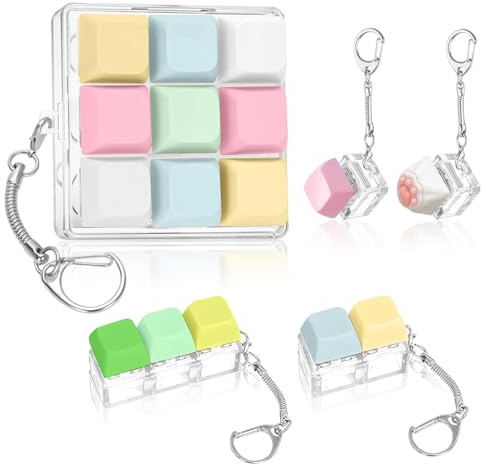 5 Stück Tastatur Schlüsselanhänger Bunt, Clicker Tastatur Anhänger zum Stressabbau Erwachsene, Tragbare Schlüsselhalter Tasten Entspannungsset für Frauen Jugendliche Alltag Bag Charm Geschenkideen