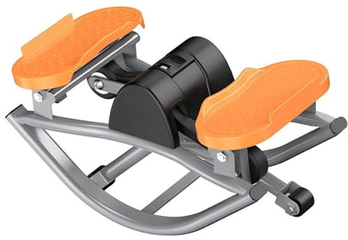 Side-to-side mini-stepper for hemmaträning, kompakt sidostepper med låg effekt, 350 kg kapacitet träningsmaskin med digital display, ben- och glutetrainer med motståndsrep och golvmatta(Orange)