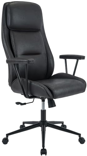 CLP Bürostuhl ergonomisch Siddar, Schreibtischstuhl Kunstleder Rückenlehne mit 3-Fach Neigungsverstellung, höhenverstellbar bis 135 kg, Farbe:antik schwarz