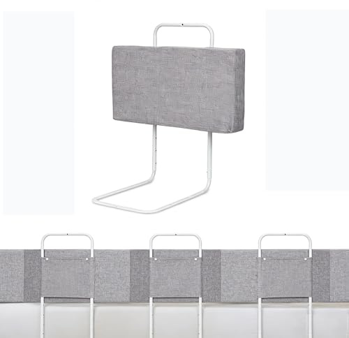Eikuavons Bettgitter Bettschutzgitter 60 cm, Rausfallschutz für Kinderbett und Familienbett, 5-Fach höhenverstellbar 40-60 cm, weiches Bettgitter mit Ersatzbezug, Grau, für Matratzen 5-30 cm