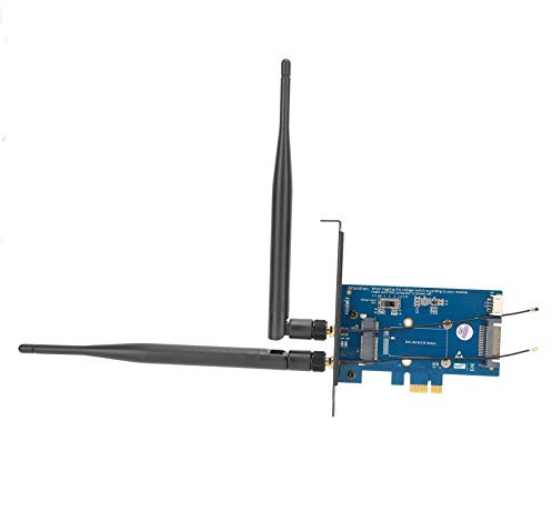 Bewinner Adaptador de Red Mini PCI-E a PCI-E 1X con Soporte para Tarjeta SIM, Convertidor de Tarjeta Combinada Bluetooth WiFi de Doble Banda para PC de Escritorio, Compatible con 2G/3G/4G LTE/WLAN/GPS