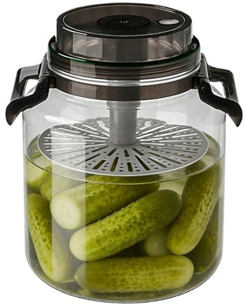 Großes 5L Einmachglas mit Press-Deckel & Tragegriff – Luftdichtes Gärglas für , Sauerkraut & Gurken | XXL Vorratsglas für Trockengüter | Fermentierglas BPA-frei mit Silikonabdichtung | 5 Liter