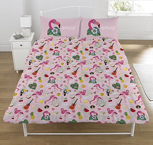 Emoji Bettwäsche-Set Flamingo, Polyester-Baumwolle, Mehrfarbig, 200 x 0.5 x 200 cm