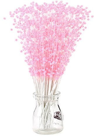 Perlenkette Deko,100 Stück 25 CM DIY Perlengirlande Perlenband Tischdeko Perlen Girlande kompatibel mit Hochzeit Brautstrauß Machen Party Dekoration,Rosa,EINWEG