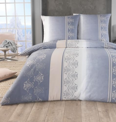 BFW Baumwolle feinbiber Bettwäsche 135x200 Kissenbezug 80x80 für Einzelbett Warm mit Muster, Größe:155 x 220 cm, Design - Motiv:Design 3