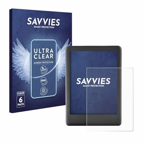 savvies Protector Pantalla para Amazon Kindle 2019 (10a Gen.) (6 Unidades) Película Ultra Transparente