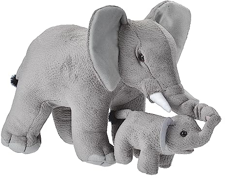 WILD REPUBLIC Mom and Baby Elefant, Großes Kuscheltier, 38 cm, Geschenkidee für Kinder, Kuscheltier mit Baby, Riesen-Stofftier aus recycelten Wasserflaschen