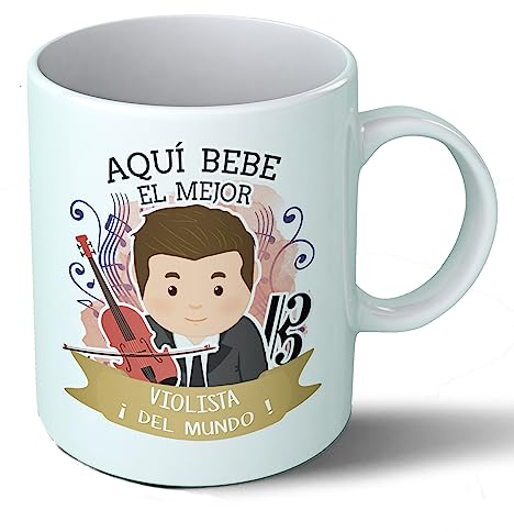 Planetacase - Taza Violista - Regalo Original - Cerámica Alta Resistencia 330 mL - Apta Microondas y Lavavajillas - Ideal Música y Músicos, Viola, Violista, Él