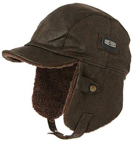 Cappello invernale impermeabile con paraorecchie per uomini e donne - Cappello da pilota aviatore in ecopelle - Cappello da pilota da aviatore caldo foderato in pile Cappello da caccia e tiro