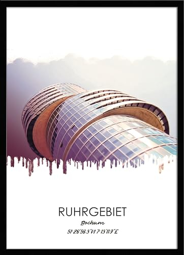 artissimo, Design-Edition, Ruhrgebiets-Bild gerahmt, 51x71cm, PE6452-ER, Ruhrgebiet: Stadt Bochum Bild, Wandbild mit Rahmen, gerahmtes Poster, Geschenk-Idee Ruhrpott, Geschenk Ruhrgebiet
