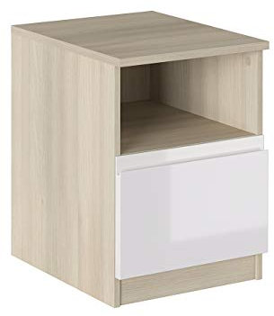 Iconico Home MIK Modern, Comodino con cassetto e vano a giorno, Camera da letto, Cameretta ragazzi, 40x44,5xh53,5 cm, Rovere