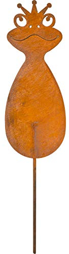 Metall Stab Frosch Rost Stecker Gartenstecker Beetstecker Blumenstecker Gartendekoration Rasenstecker Edelrostdeko Sommerdeko Frühlingsdeko Garten Teich Deko Frühling Sommer Tierfigur braun H50cm