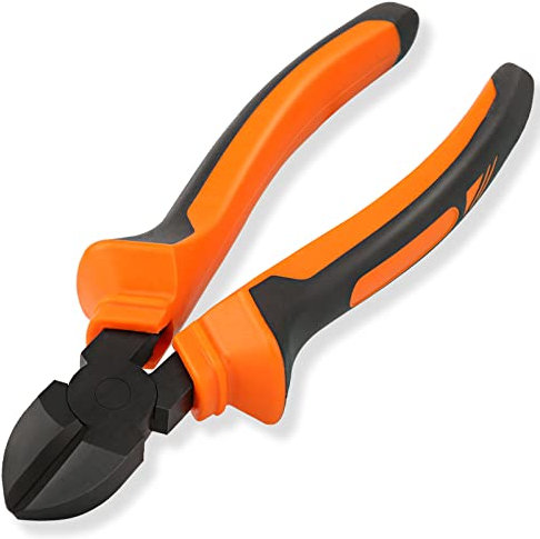 BOENFU Diagonal Cutting Pliers 7.5inches Wire Cutters Chrome Vanadium Steel Durable Side Cutting Pliers, Orange, 19cm