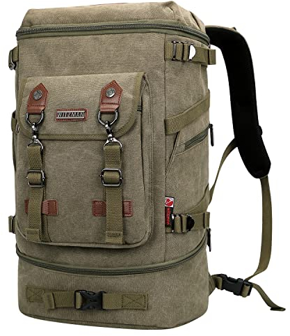 WITZMAN Vintage Canvas Rucksack Groß Reiserucksack Herren Convertible Reisetasche Laptop Rucksack Wanderrucksäcke (A568 Hellgrün)