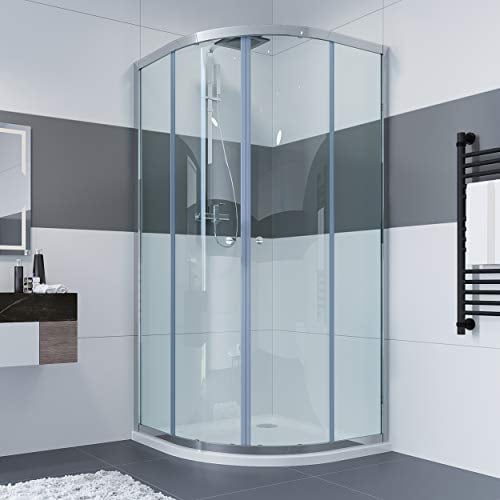 IMPTS Duschkabine Viertelkreis 80 x 80 cm Runddusche Duschabtrennung Duschkabine Rund Dusche Schiebetür Viertelkreisdusche, Höhe 185cm