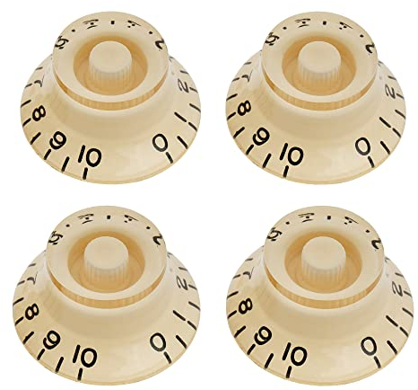 Musiclily Pro Zoll Hutform Potiknopf Top Hat Bell Knobs für USA Les Paul Style E-Gitarre, Creme (4er Set)