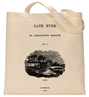 Literarische Tragetasche Handtasche mit Buch-Design Büchertasche Bibliothekstasche Markttasche, Beige, Einheitsgröße