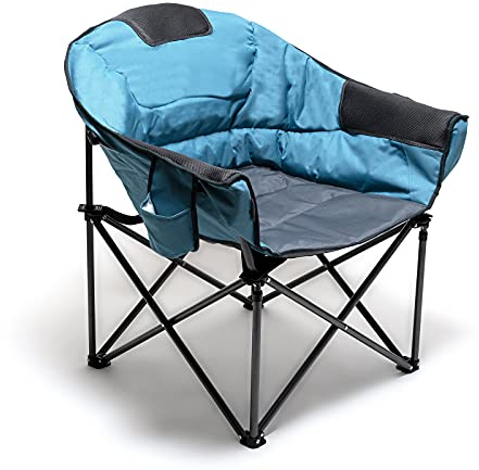 SUNNYFEEL Oversized Folding Camping Chair, XL Club Saucer Chairs, Comfortable Padded with Cushion, Heavy Duty Portable for Outdoor (Blue)