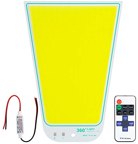 Plyisty COB LED-Panel-Leuchte, 12V-24V 70W COB LED-Panel-Lichtchip, 6000-6500K Weißlicht, mit Fernbedienung, für Camping, Nachtangeln Usw.(Weiß)