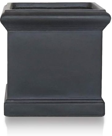 IDEALIST 44cm Square Planter for Trees | Victorian Black Slate Effect Reinforced Stone Flower Box | Garden Planter with Drainage Holes L44 W44 H44 cm, 67 litres