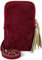 styleBREAKER Damen Leder Handy Umhängetasche aus weichem Veloursleder, Reißverschluss, Echtleder Mini Bag 02012373, Farbe:Bordeaux-Rot
