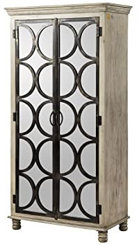 Massivmoebel24.de | HERMITAGE - massiver Kleiderschrank | grau - lackiert | Mangoholz - Eisen | 97x50x190 | mit 1x Kleiderstange | 2 Türen - 8 Fächer
