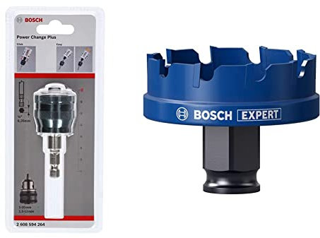 Bosch Professional 1x Power Change Plus Adapter (Aufnahme 3/8“, Sechskant, Ø 8,7 mm) + 1x Expert Sheet Metal Lochsäge (für Stahlbleche, Edelstahlbleche, Ø 51 mm, Zubehör Schlagbohrmaschine)