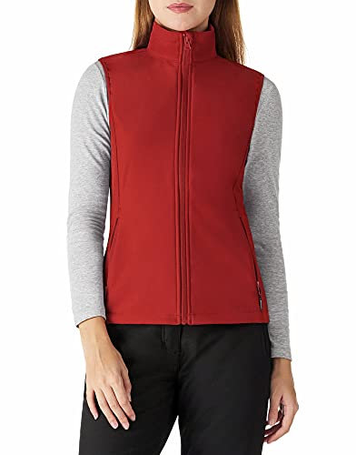 Outdoor Ventures Softshell Weste Damen Ärmellose Jacke Laufweste Leicht Winddicht Warm Fleeceweste Stehkragen Sport Golf Weste mit 4 Taschen für Wandern Camping Chilirot 2XL
