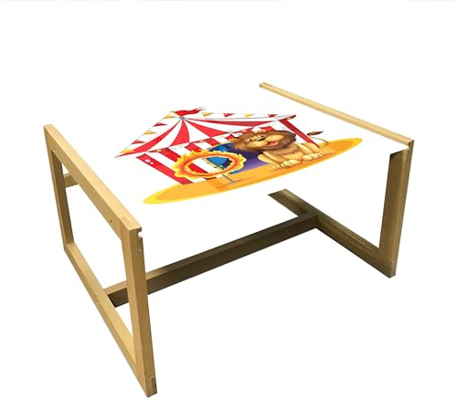 ABAKUHAUS Zirkus Couchtisch, Feuer Hoop Zirkuszelt, Acrylglas-Mitteltisch mit Holzrahmen für Büros Wohnheime, Mittel Größe, Mehrfarbig