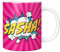 Mug Monster - Personalised Name Mug, Comic Super Hero Customised Gift with Text - Ceramic Coffee Mug/Cup, Gift for Men or Women, Extra Large and Giant Mug Available, 20oz White Mug, Pink