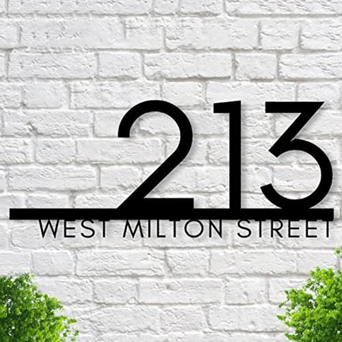 Plaque de maison moderne Plaque d'adresse Boîte aux lettres extérieure Numéro de maison Plaques de porte Personnalisées Plaques de nom de rue de maison (40x20cm, Noir)